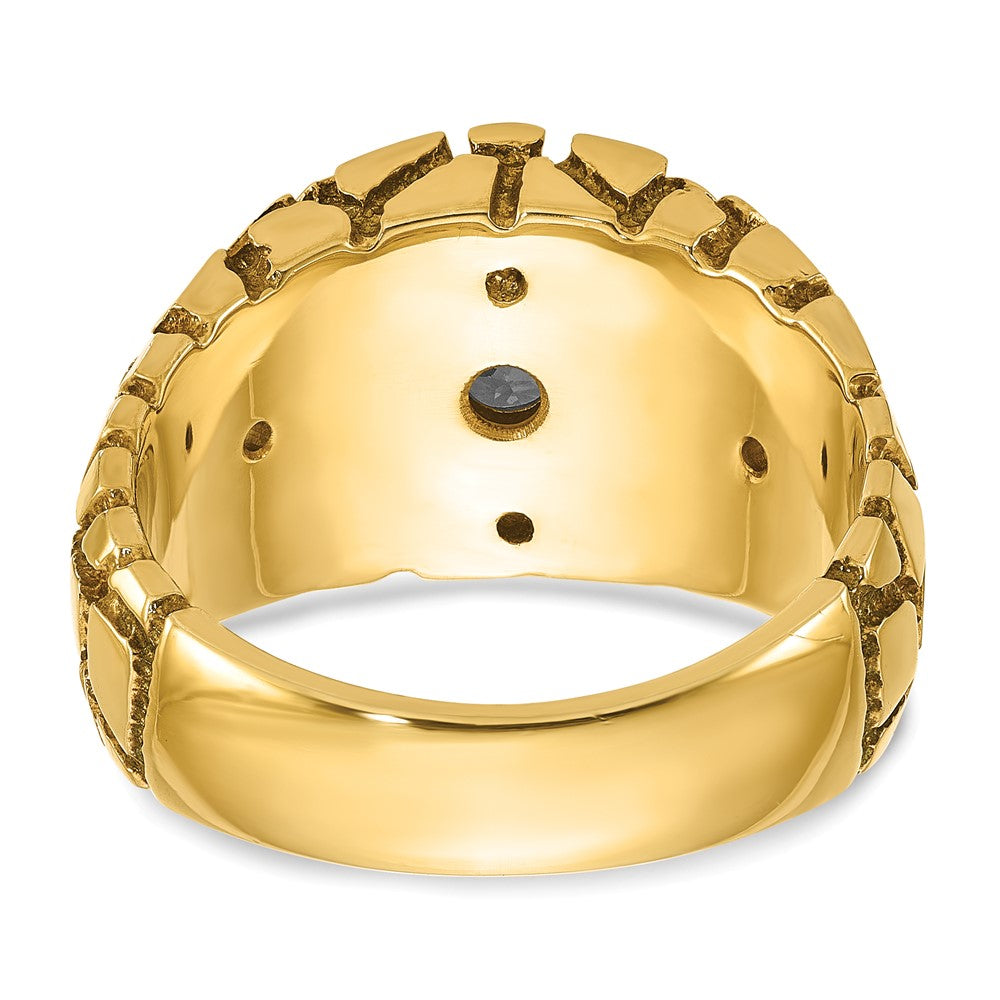 14k Two-tone Gold Men's 1 carat Diamond Nugget Complete Ring