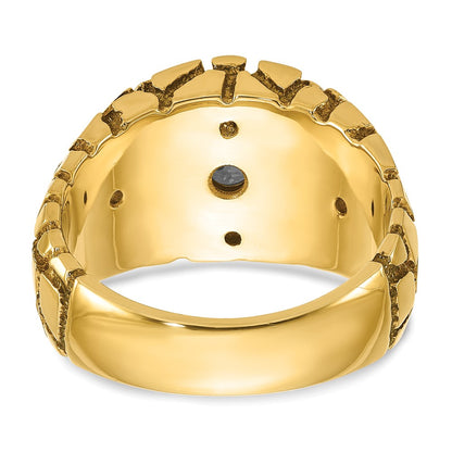 14k Two-tone Gold Men's 1 carat Diamond Nugget Complete Ring