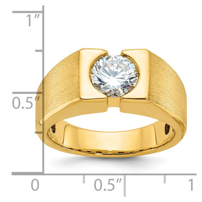 14k Yellow Gold 1 Ct. Lab Grown Diamond VS/SI+ G+ Polished and Satin Men's Ring