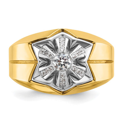 14k Two-tone Gold Men's 3/8 carat Diamond Complete Ring