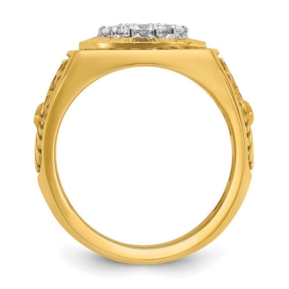 10K Two-Tone Ibgoodman Men'S Polished Textured And Diamond-Cut Stars Stripes Round Cluster Ring Mounting