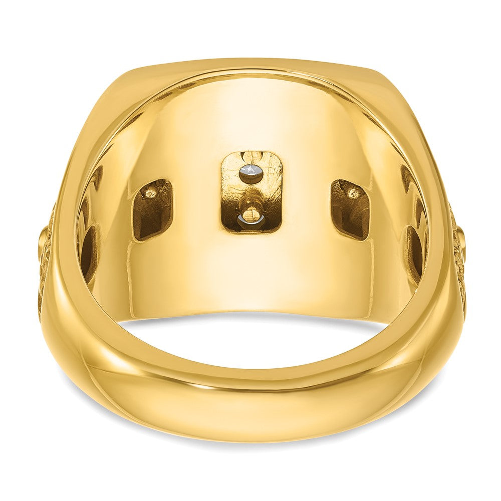 10K Two-Tone Ibgoodman Men'S Polished Textured And Diamond-Cut Stars Stripes Round Cluster Ring Mounting