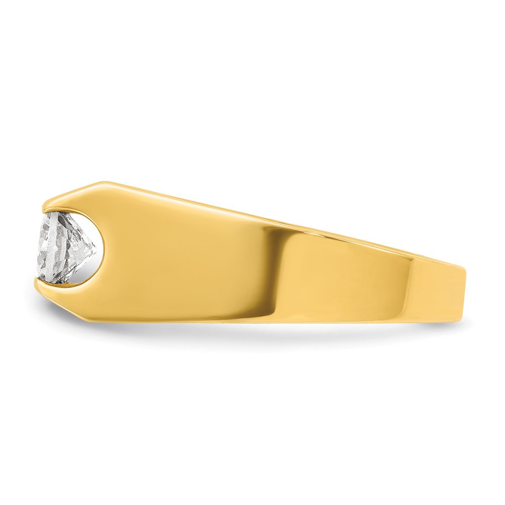 14k Yellow Gold 1 Ct. Lab Grown Diamond VS/SI+ G+ Three Stone Men's Ring