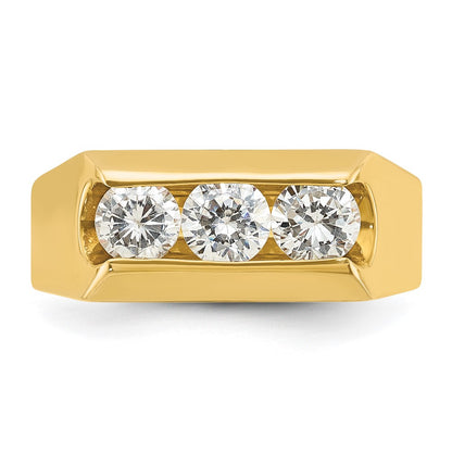 14k Yellow Gold 1 Ct. Lab Grown Diamond VS/SI+ G+ Three Stone Men's Ring