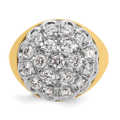 14k Two-tone Gold Men's 3.25 carat Diamond Cluster Complete Ring