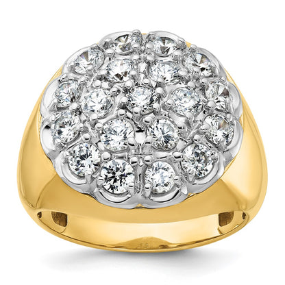 14k Two-tone Gold Men's 3.25 carat Diamond Cluster Complete Ring