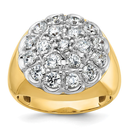 14k Two-tone Gold Men's 3.25 carat Diamond Cluster Complete Ring