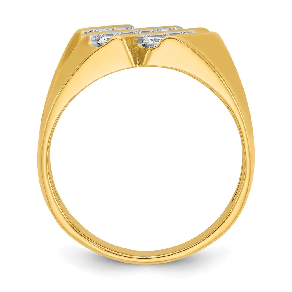14k Yellow Gold 3/4 Ct. Lab Grown Diamond VS/SI+ G+ Polished and Grooved Men's Ring