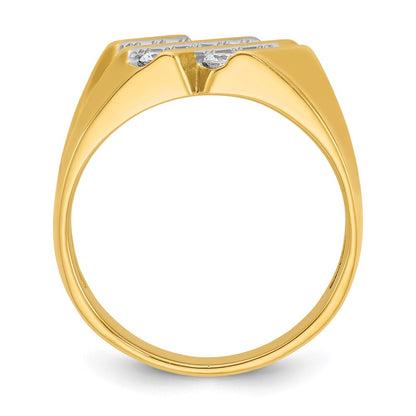 14k Yellow Gold Men's 3/4 carat Diamond Complete Ring