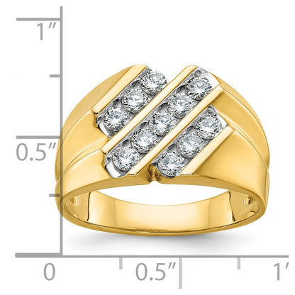 14k Yellow Gold Men's 3/4 carat Diamond Complete Ring
