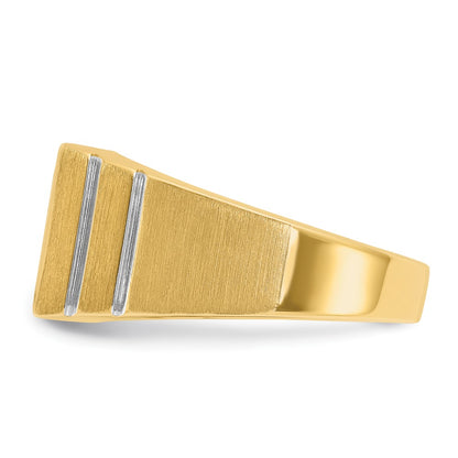 10k Yellow Gold with White Rhodium 1/3 Ct. Lab Grown Diamond VS/SI+ G+ Polished Satin and Grooved Three Row Men's Cluster Ring