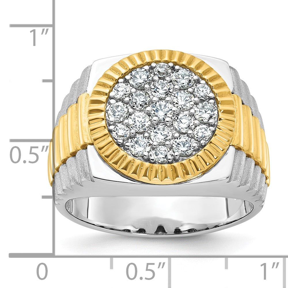14k Two-tone Gold Men's Polished and Satin 1.1 carat Diamond Complete Ring