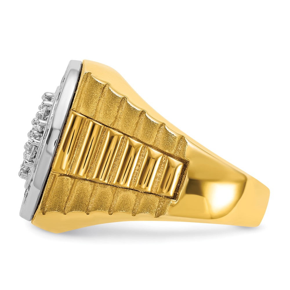 14k Two-Tone 1 7/8 Ct. Lab Grown Diamond VS/SI+ G+ Ribbed Men's Cluster Ring