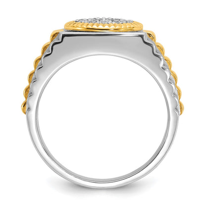 14k Two-tone Gold Men's Polished and Satin 1/2 carat Diamond Complete Ring