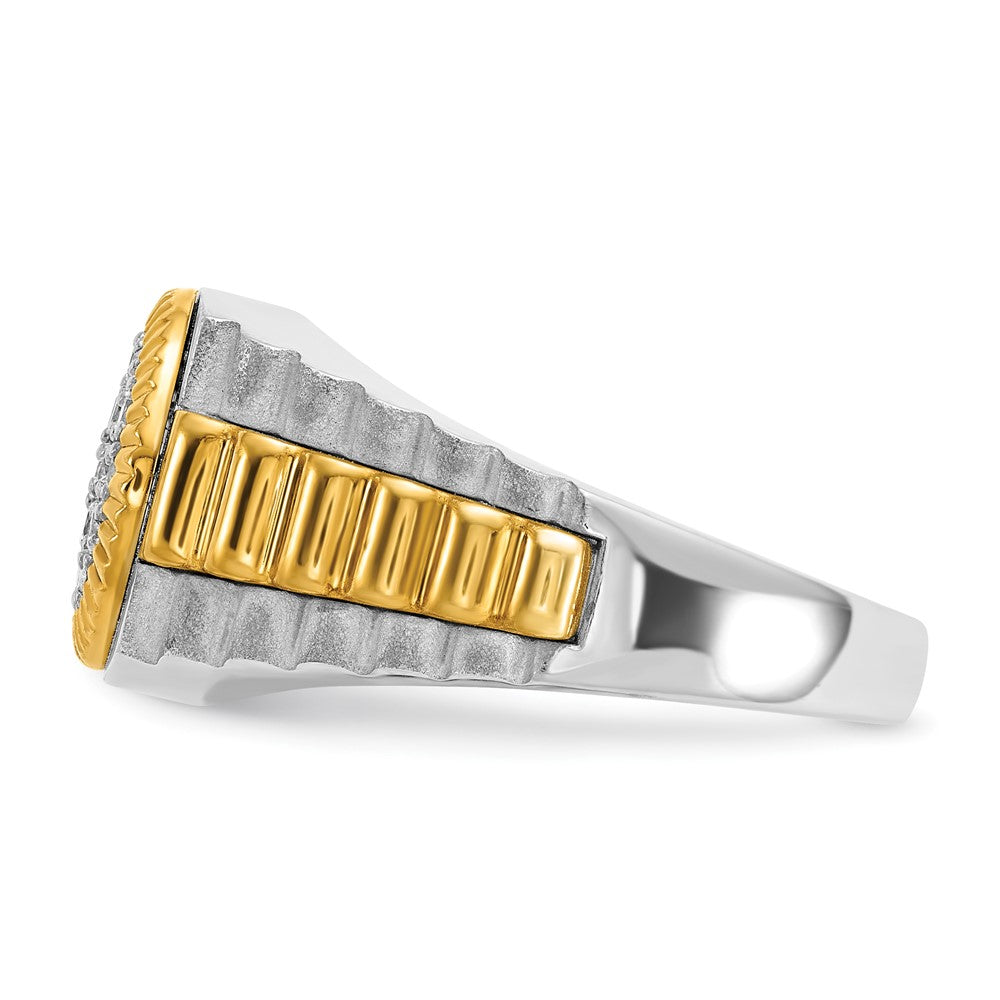 14k Two-tone Gold Men's Polished and Satin 1/2 carat Diamond Complete Ring