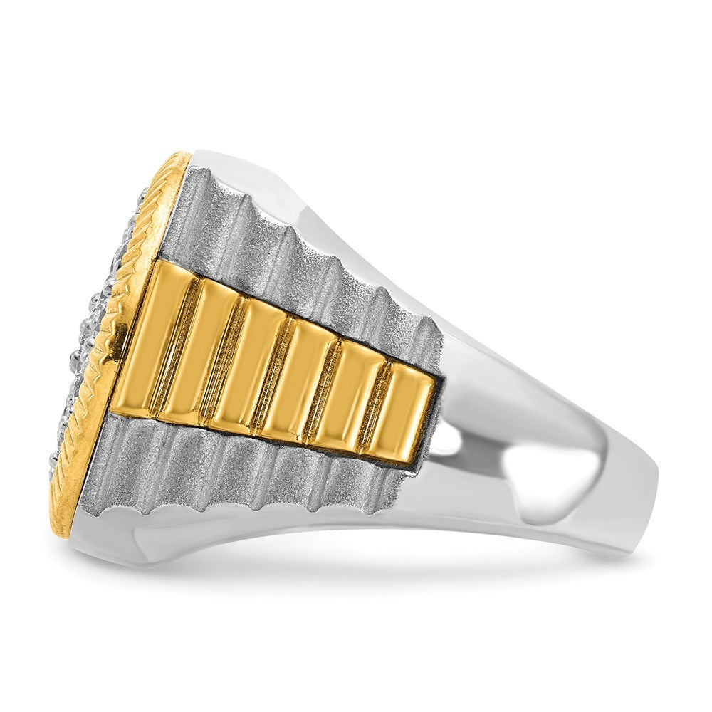 14k Two-Tone 2 Ct. Lab Grown Diamond VS/SI+ G+ Ribbed Men's Cluster Ring