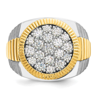 14k Two-Tone 2 Ct. Lab Grown Diamond VS/SI+ G+ Ribbed Men's Cluster Ring
