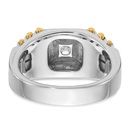 14k Two-tone 1 Ct. Lab Grown Diamond VS/SI+ G+ Polished and Brushed Textured Men's Ring