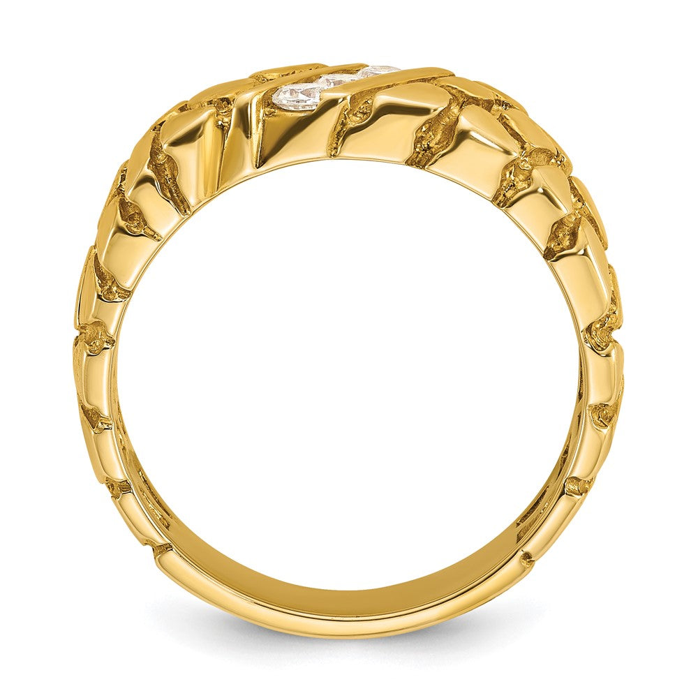 14k Yellow Gold Men's 1/4 carat Diamond Nugget Complete Ring