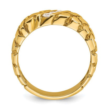 14k Yellow Gold Men's 1/4 carat Diamond Nugget Complete Ring