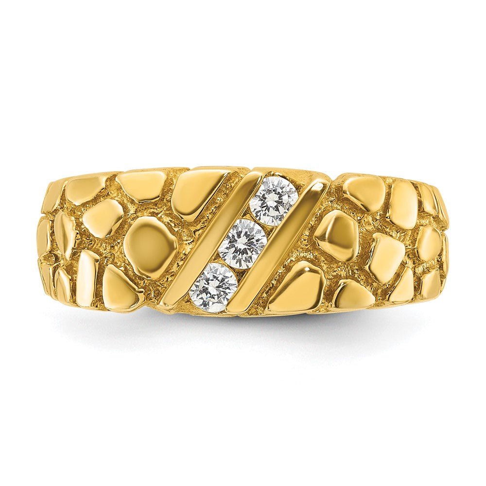 14k Yellow Gold Men's 1/4 carat Diamond Nugget Complete Ring
