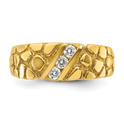 14k Yellow Gold Men's 1/4 carat Diamond Nugget Complete Ring