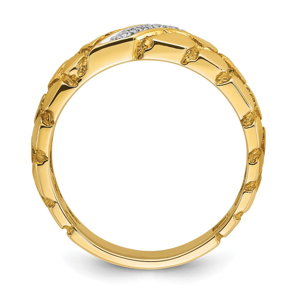 14k Yellow Gold Men's 1/15 carat Diamond Nugget Complete Ring