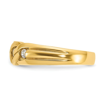 14k Yellow Gold Men's Link Design 1/4 carat Diamond Complete Ring