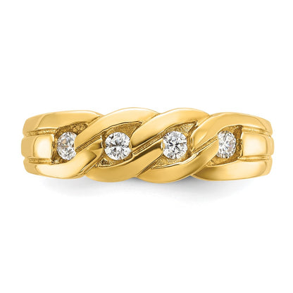 14k Yellow Gold Men's Link Design 1/4 carat Diamond Complete Ring