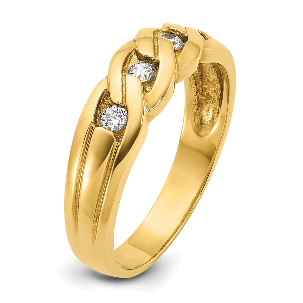14k Yellow Gold Men's Link Design 1/4 carat Diamond Complete Ring