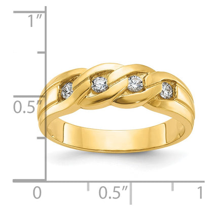 14k Yellow Gold Men's Link Design 1/4 carat Diamond Complete Ring