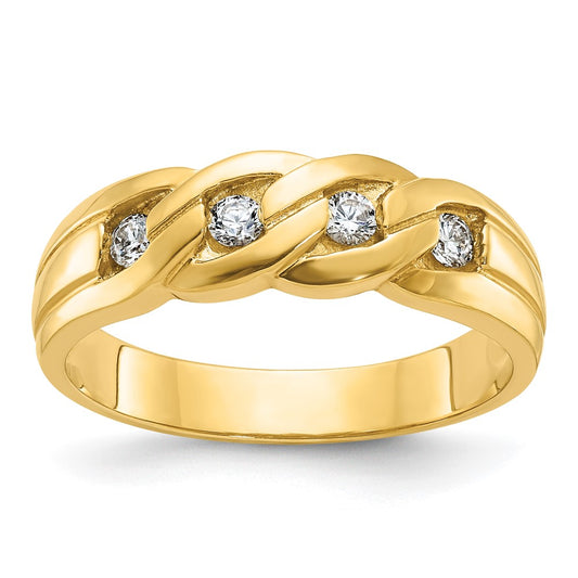 14k Yellow Gold Men's Link Design 1/4 carat Diamond Complete Ring
