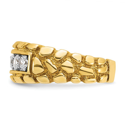 14k Yellow Gold Men's 1 carat Diamond Nugget Complete Ring