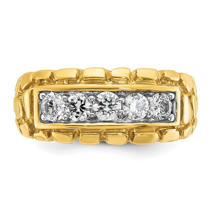 14k Yellow Gold Men's 1 carat Diamond Nugget Complete Ring
