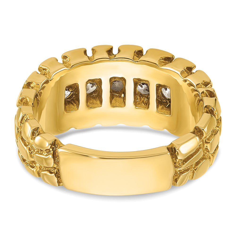 14k Yellow Gold Men's 1 carat Diamond Nugget Complete Ring