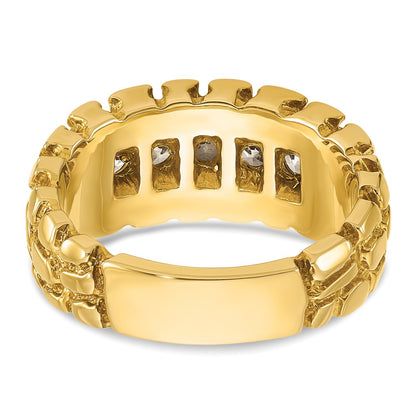 14k Yellow Gold Men's 1 carat Diamond Nugget Complete Ring