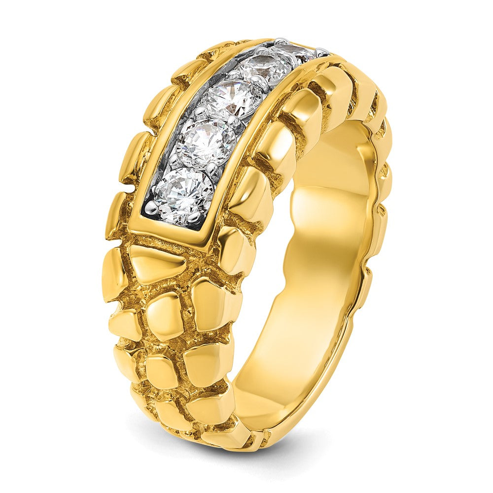 14k Yellow Gold Men's 1 carat Diamond Nugget Complete Ring