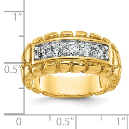14k Yellow Gold Men's 1 carat Diamond Nugget Complete Ring