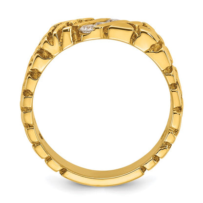14k Yellow Gold Men's 1/4 carat Diamond Nugget Complete Ring