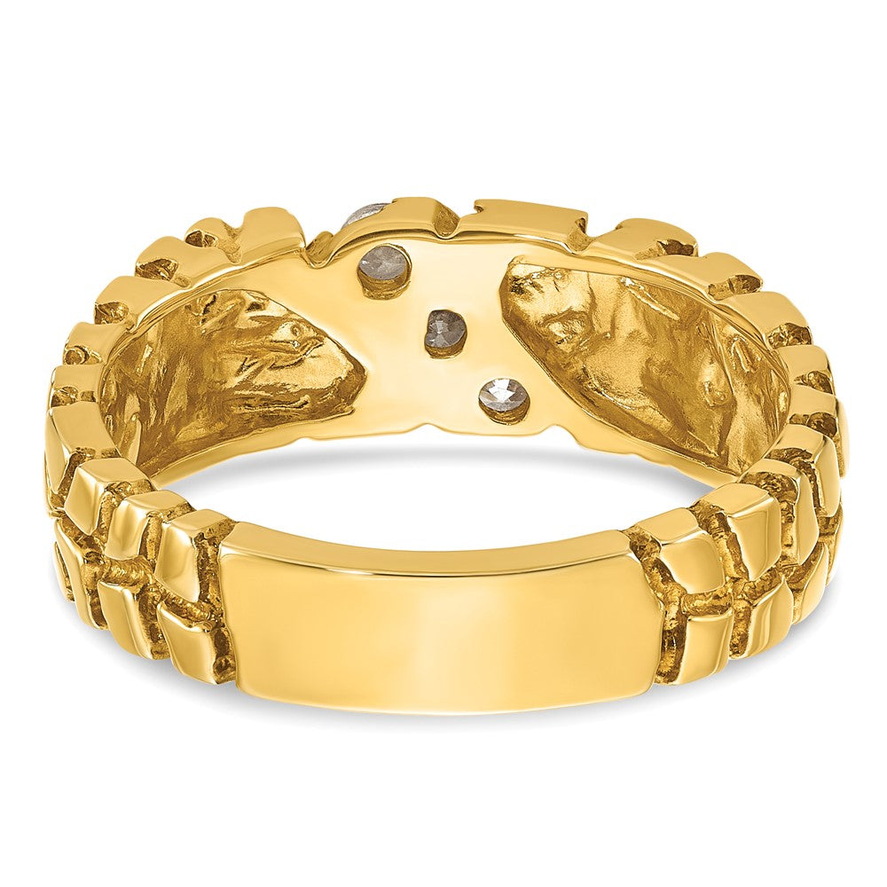 14k Yellow Gold Men's 1/4 carat Diamond Nugget Complete Ring