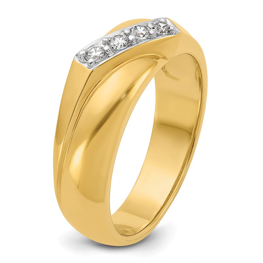 14k Yellow Gold Men's 1/5 carat Diamond Complete Ring