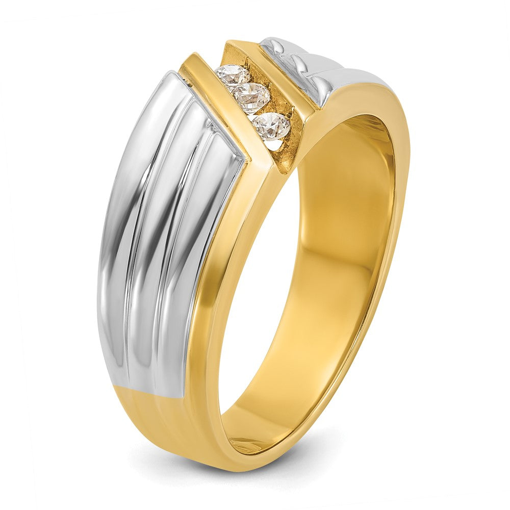 14k Two-tone Gold Men's 1/6 carat Diamond Complete Ring