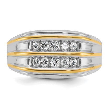 14k Two-tone Gold Men's 1/2 carat Diamond Complete Ring
