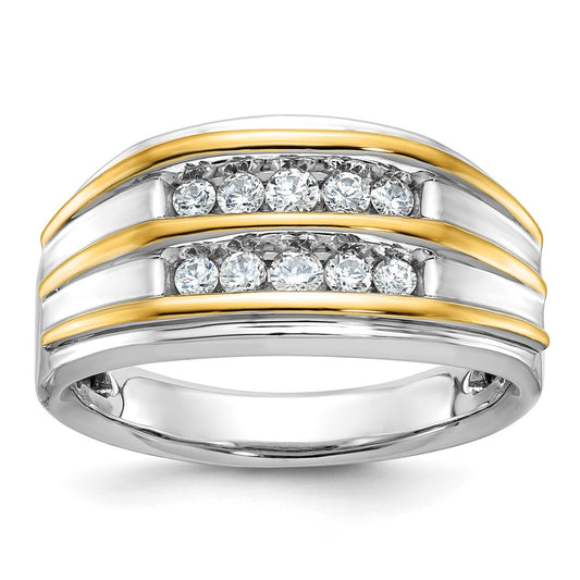 14k Two-tone Gold Men's 1/2 carat Diamond Complete Ring