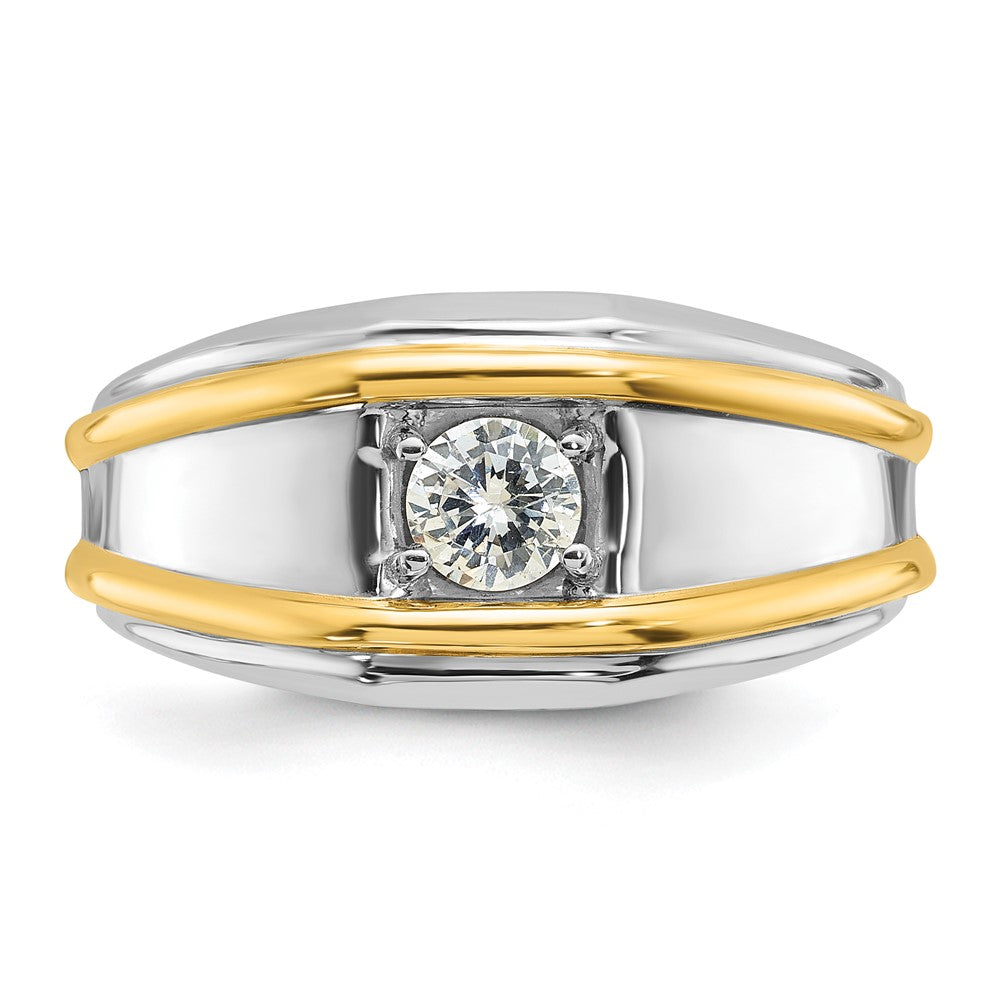 14k Two-tone  Two Tone 1/2 Ct. Lab Grown Diamond VS/SI+ G+ Complete Polished Men's Ring