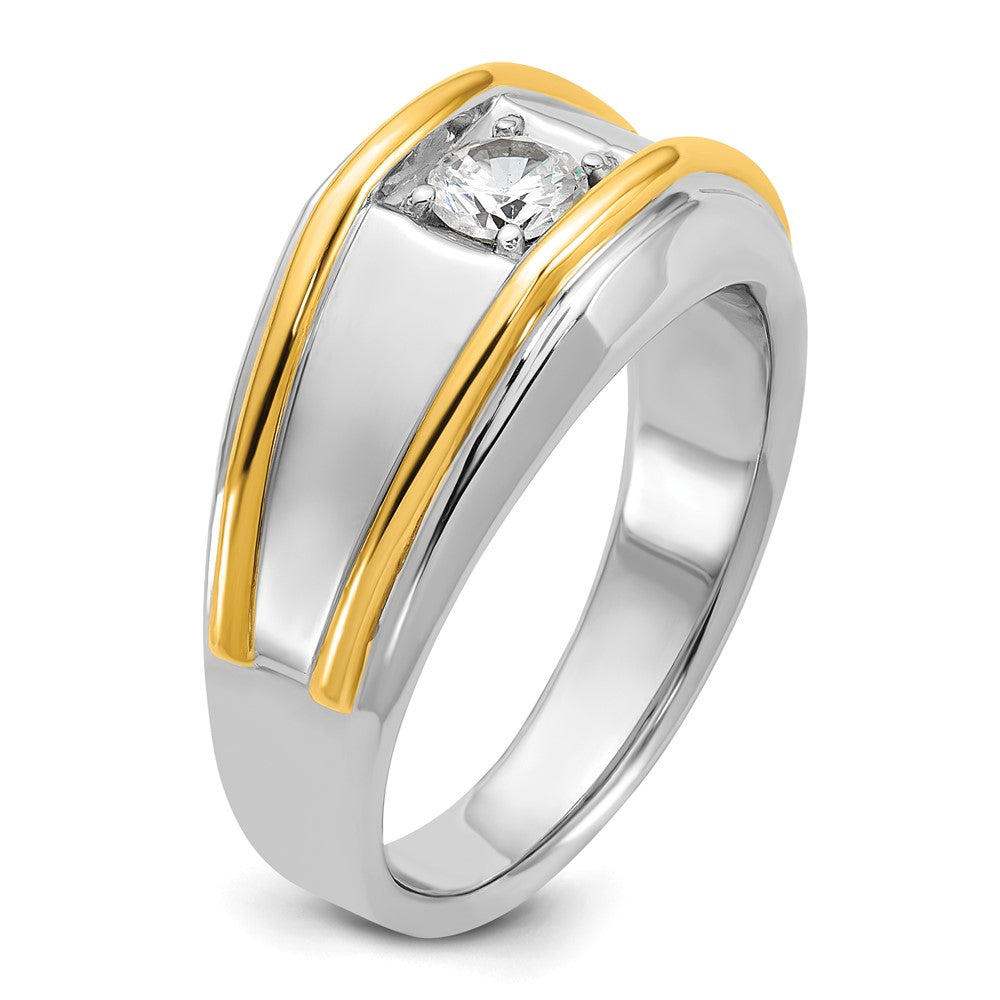 14k Two-tone  Two Tone 1/2 Ct. Lab Grown Diamond VS/SI+ G+ Complete Polished Men's Ring