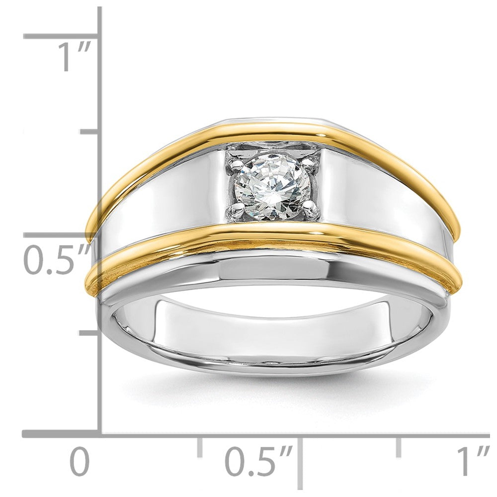 14k Two-tone  Two Tone 1/2 Ct. Lab Grown Diamond VS/SI+ G+ Complete Polished Men's Ring