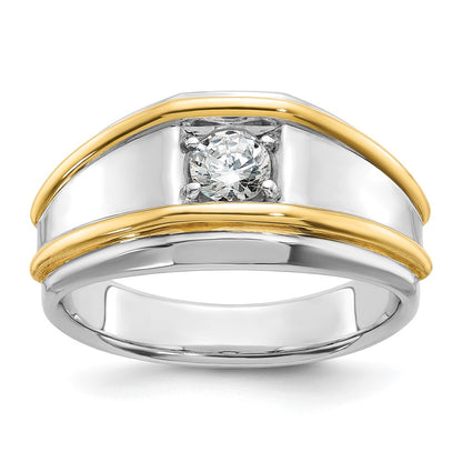 14k Two-tone  Two Tone 1/2 Ct. Lab Grown Diamond VS/SI+ G+ Complete Polished Men's Ring