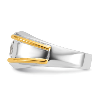14k Two-tone Two Tone 1 Ct. Lab Grown Diamond VS/SI+ G+ Polished Men's Solitaire Ring