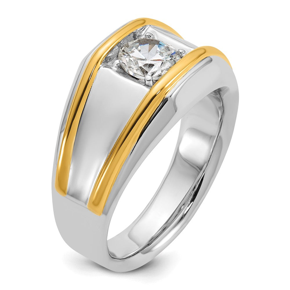 14k Two-tone Two Tone 1 Ct. Lab Grown Diamond VS/SI+ G+ Polished Men's Solitaire Ring